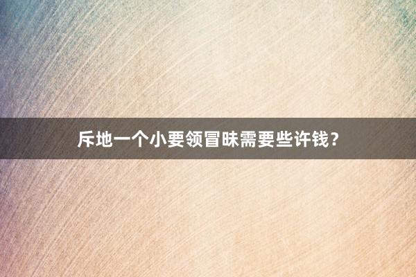 斥地一个小要领冒昧需要些许钱?